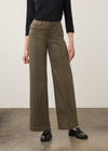Front view of olive wide-leg denim with mid-rise fit by French Dressing Jeans (FDJ) par French Dressing Jeans (FDJ)