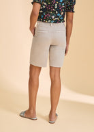 Back view of taupe Petite Suzanne shorts, showcasing classic pocket design by French Dressing Jeans (FDJ)