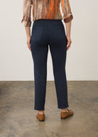 Back view of blueberry pull-on straight ankle denim showcasing patch pockets by French Dressing Jeans (FDJ) par French Dressing Jeans (FDJ)