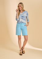 Front view of Petite Suzanne Straight Deni in light blue, high-rise, straight-leg style by French Dressing Jeans (FDJ)
