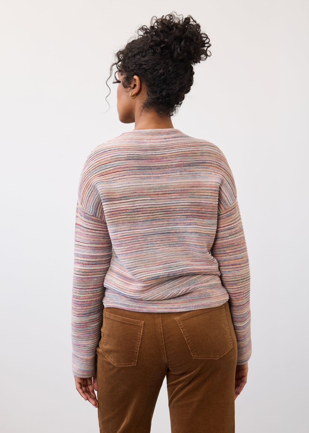 Back view of argyle patterned sweater showing design by French Dressing Jeans (FDJ)