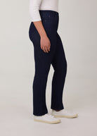 Side view of dark Delight straight leg jeans showcasing fit and style by French Dressing Jeans (FDJ)