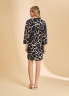 Back view of navy/white pattern dress showing back design by French Dressing Jeans (FDJ)