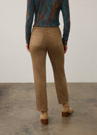 Back view of camel straight ankle denim featuring patch pockets by French Dressing Jeans (FDJ) par French Dressing Jeans (FDJ)