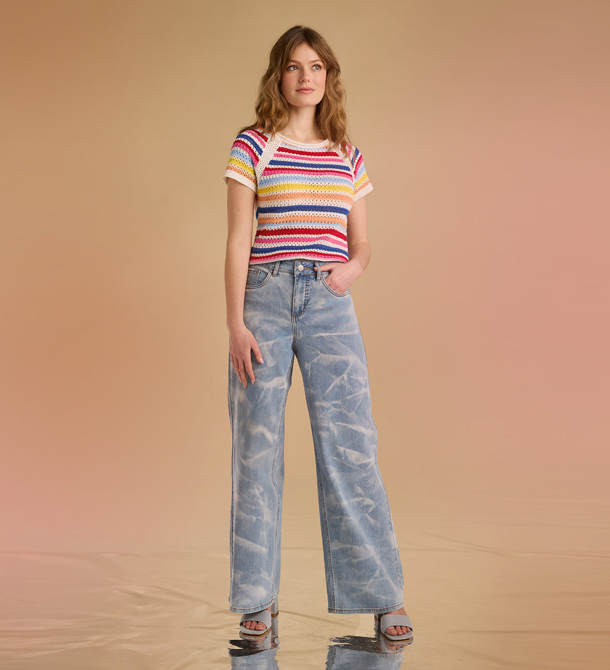 Jean Bebe Girlfriend Taille 28 Bleu Délavé Clouté - Jambe Droite, Neuf Avec étiquettes