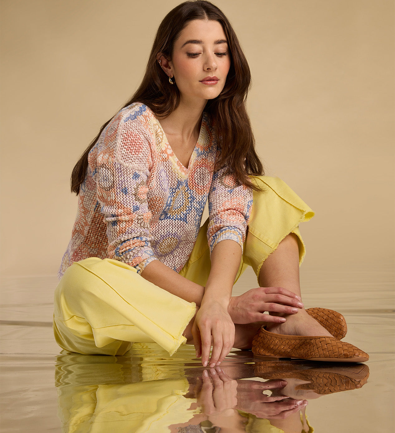 3/4 Sleeve Henley Top in Summer Geo | FDJ – French Dressing Jeans Inc.