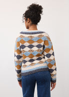 Back view of printed sweater displaying full geometric design by French Dressing Jeans (FDJ)