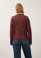 Back view of burgundy patterned top showing textured design by French Dressing Jeans (FDJ)