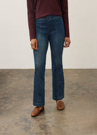 Front view of medium blue jeans featuring seamless design and straight leg by French Dressing Jeans (FDJ) par French Dressing Jeans (FDJ)