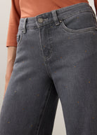 Close-up detail of button and pocket area on blue Olivia pintuck denim by French Dressing Jeans (FDJ) par French Dressing Jeans (FDJ)