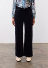 Front view of black Olivia wide leg pants showcasing mid-rise and clean leg line by French Dressing Jeans (FDJ)
