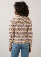 Back view of pastel cowl neck sweater, emphasizing the knit pattern by French Dressing Jeans (FDJ)