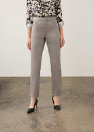 Front view of grey straight ankle denim with pull-on design and mid-rise waist by French Dressing Jeans (FDJ) par French Dressing Jeans (FDJ)