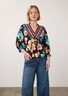 Rebe 3/4 Sleeve Embellished Top, Rebecca Floral image 1 by French Dressing Jeans (FDJ)