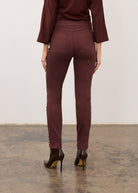 Back view of fig denim highlighting patch pockets and pencil leg fit by French Dressing Jeans (FDJ)