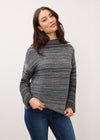 Front view of multicolored striped sweater with long sleeves by French Dressing Jeans (FDJ)