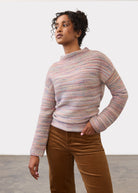 Front view of argyle patterned sweater in grey, blue, and red by French Dressing Jeans (FDJ)