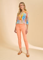 Color block top with peach skinny pants full view by French Dressing Jeans (FDJ)