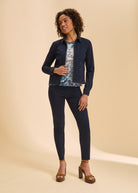 Navy jacket with floral top and pants ensemble by French Dressing Jeans (FDJ)