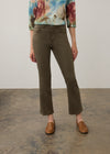 Front view of olive pull-on straight ankle denim with mid-rise fit by French Dressing Jeans (FDJ) par French Dressing Jeans (FDJ)