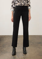 Front view of black straight ankle denim highlighting mid-rise pull-on waistband by French Dressing Jeans (FDJ) par French Dressing Jeans (FDJ)