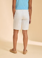 Back view of white Petite Suzanne shorts with clean lines and patch pockets by French Dressing Jeans (FDJ)
