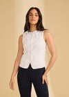 Button Front Vest, White