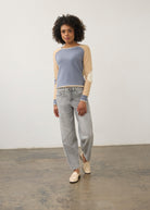 Full front view of lighter blue Olivia denim with wide-leg silhouette by French Dressing Jeans (FDJ) par French Dressing Jeans (FDJ)