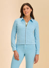 Pacific Blue jacket front view with shirt collar and welt pockets by French Dressing Jeans (FDJ)
