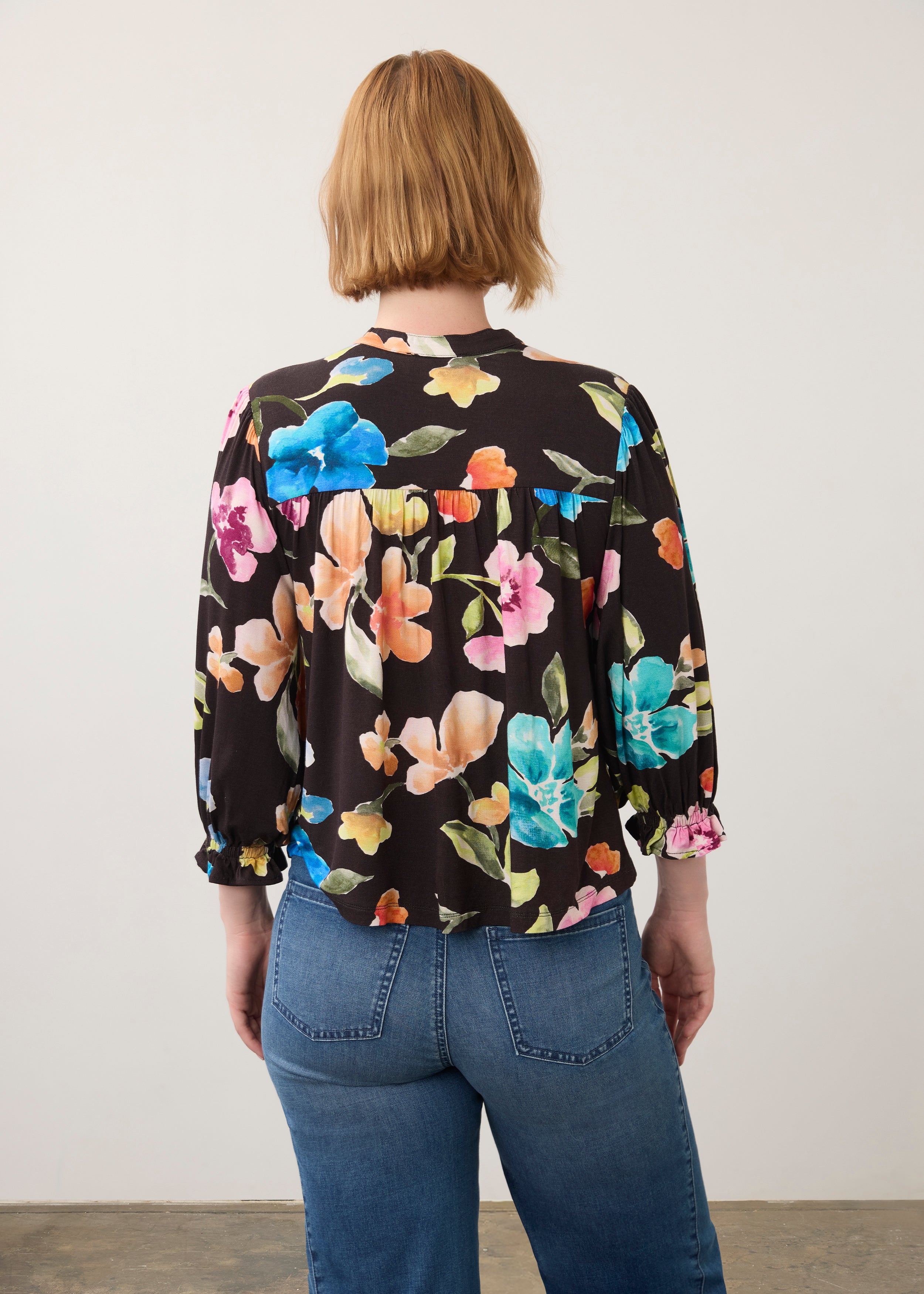 Rebe 3/4 Sleeve Embellished Top, Rebecca Floral image 2 by French Dressing Jeans (FDJ)