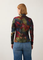 Back view of abstract print top, highlighting seamless design and deep hues by French Dressing Jeans (FDJ)