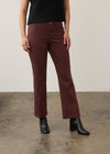 Front view of burgundy straight ankle denim with mid-rise waistband by French Dressing Jeans (FDJ) par French Dressing Jeans (FDJ)
