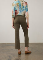 Back view of olive straight ankle denim showcasing patch pockets by French Dressing Jeans (FDJ) par French Dressing Jeans (FDJ)