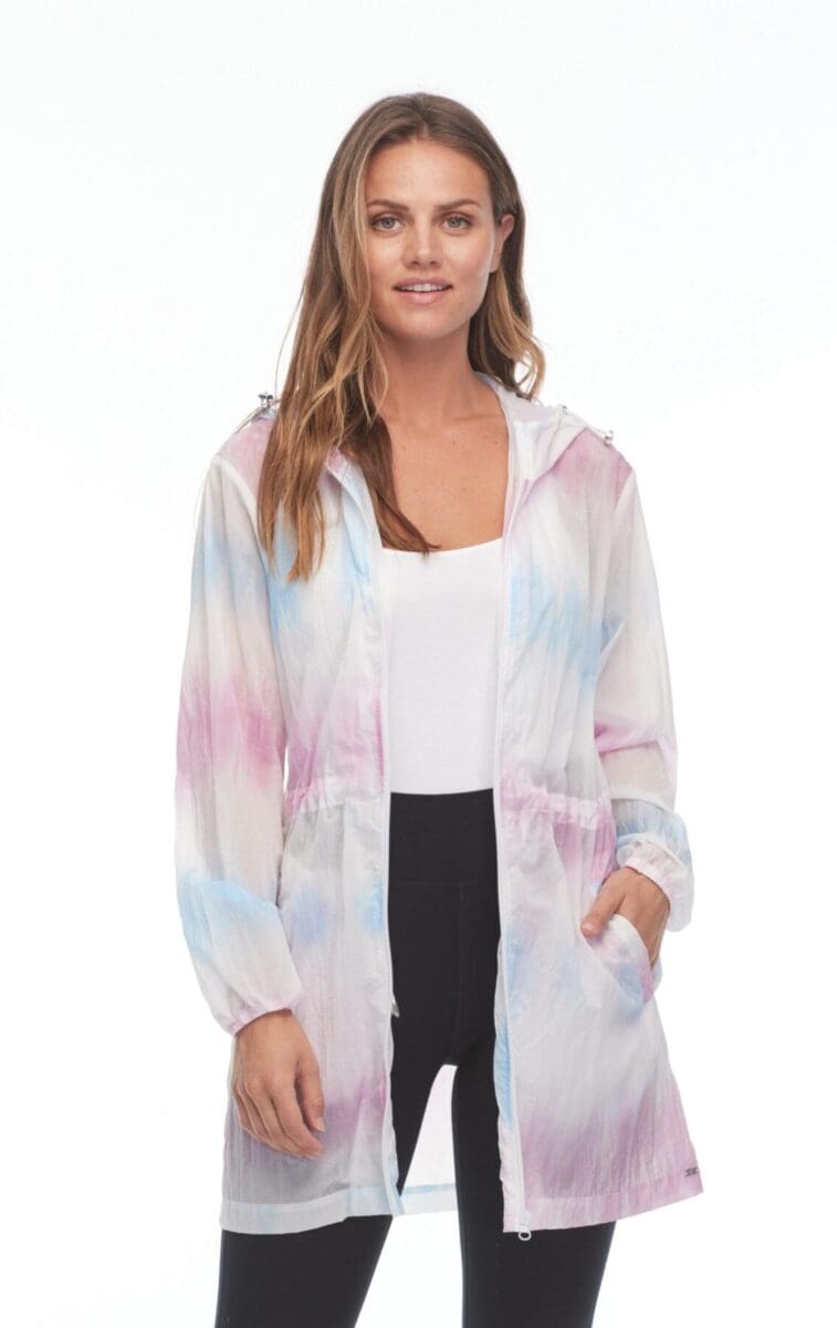 Tie-Dye Hooded Jacket With Drawstring Waist