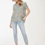 Short Bell Sleeve Printed Blouse Image 0