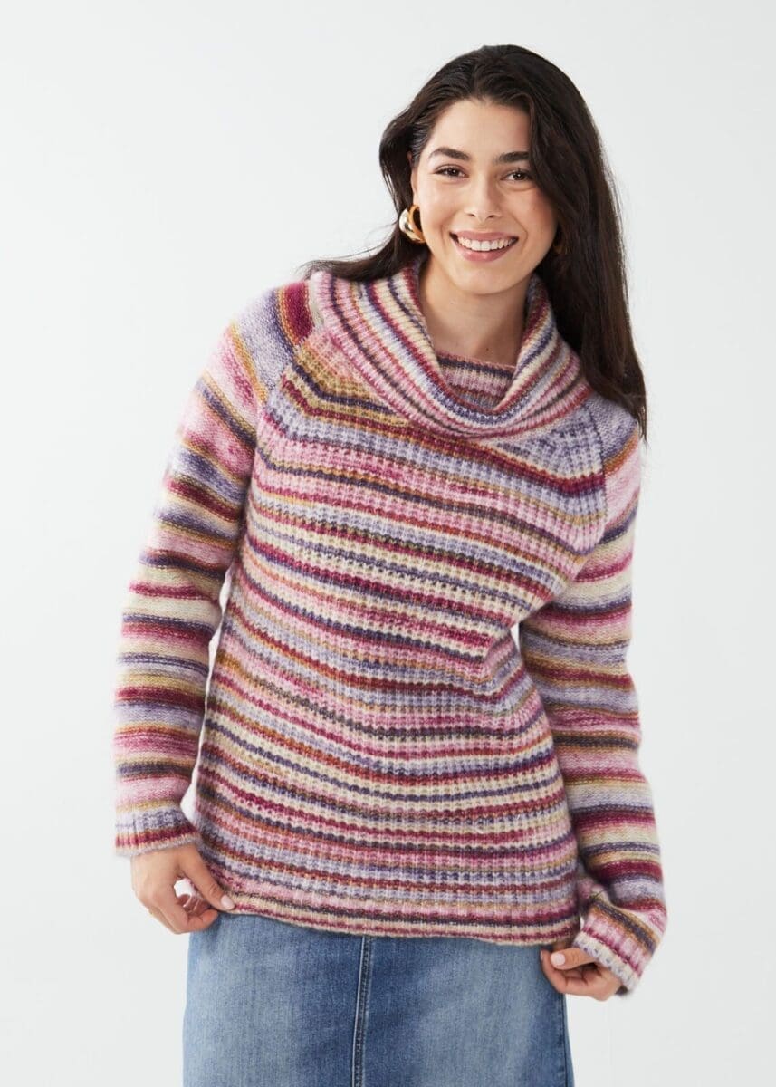 Cowlneck Raglan Space Dye Sweater